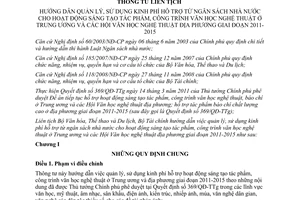 Thông tư liên tịch 02/2012/TTLT/BVHTTDL-BTC hướng dẫn quản lý, sử dụng kinh phí