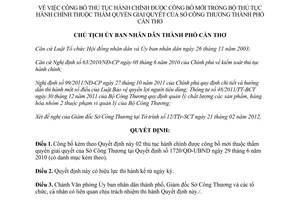 Quyết định 528/QĐ-UBND năm 2012 công bố thủ tục hành chính mới Cần Thơ