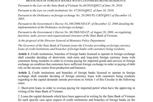 Circular No.03/2012/TT-NHNN providing on foreign currency loans of the credit