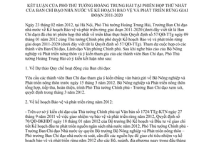 Thông báo 82/TB-VPCP kết luận Phó Thủ tướng Hoàng Trung Hải