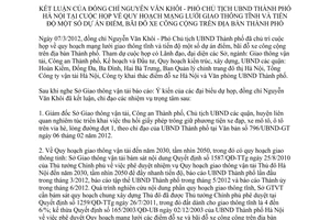 Thông báo 43/TB-UBND kết luận của đồng chí Nguyễn Văn Khôi - Phó Chủ tịch Ủy ban