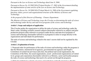 Circular No. 06/2012/TT-BKHCN determination of the tasks of science and technolo