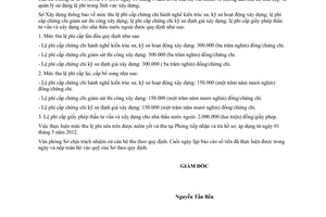 Thông báo 1507/TB-SXD-VP mức thu phí, lệ phí tại Sở Xây dựng