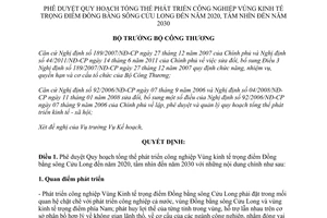 Quyết định 1092/QĐ-BCT  phê duyệt Quy hoạch tổng thể phát triển công nghiệp