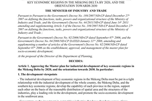 Decision No. 1092/QD-BCT approving the master plan for the industrial developmen