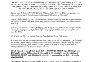 Thông tư 05/2012/TT-BKHCN sửa đổi Điều 1 Quyết định 05/2005/QĐ-BKHCN