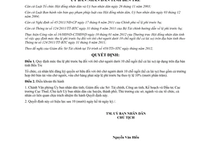 Quyết định 09/2012/QĐ-UBND mức thu lệ phí trước bạ ôtô chở người