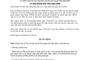 Quyết định số 143/QĐ-UBND  kiện toàn tổ chức bộ máy của Sở Xây dựng Điện Biên