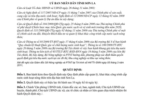 Quyết định 05/2012/QĐ-UBND quản lý khai thác công trình cấp nước sinh hoạt Sơn L