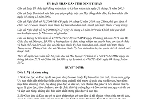 Quyết định 13/2012/QĐ-UBND quy định chức năng nhiệm vụ quyền hạn cơ cấu tổ chức