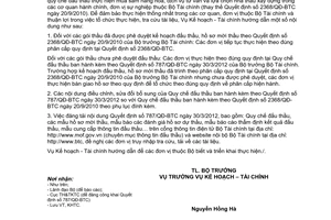 Công văn 4711/BTC-KHTC hướng dẫn thực hiện Quyết định 787/QĐ-BTC