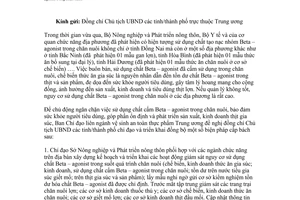 Công văn 05/BCĐTƯVSATTP về tăng cường biện pháp kiểm soát việc sử dụng chất cấm