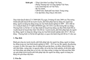 Công văn 1053/LĐTBXH-PC hướng dẫn tổng kết Đề án 31