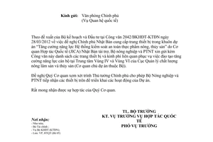 Công văn 1754/BNN-HTQT cung cấp thiết bị Kiểm soát chất lượng an toàn thực phẩm