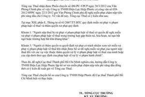 Công văn 1269/TCT-QLN miễn phạt chậm nộp phí xăng dầu