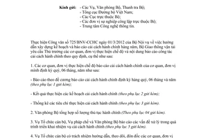 Công văn 2957/BGTVT-TCCB chế độ báo cáo cải cách hành chính định kỳ