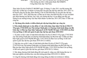 Công văn 2361/BGDĐT-VP  tiêu chuẩn đánh giá và cho điểm lĩnh vực công tác