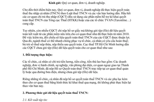 Công văn 2754/CT-TNCN gửi dữ liệu quyết toán thuế thu nhập cá nhân