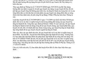 Công văn 65/BXD-KTXD hướng dẫn xác định chi phí quy hoạch