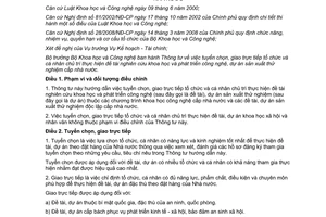 Thông tư 08/2012/TT-BKHCN tuyển chọn giao trực tiếp tổ chức cá nhân