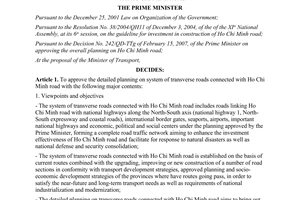 Decision No. 371/QD-TTg on approving the detailed planning on transverse roads