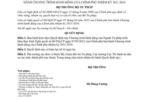 Quyết định 527/QĐ-BTP Chương trình hành động của Ngành Tư pháp