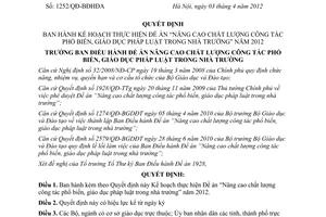 Quyết định 1252/QĐ-BĐHĐA Kế hoạch thực hiện giáo dục pháp luật trong nhà trường