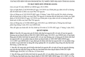 Quyết định 508/2012/QĐ-UBND sửa đổi mức giá tối thiểu tính thuế tài nguyên