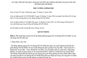 Quyết định 371/QĐ-TTg  phê duyệt Quy hoạch chi tiết hệ thống đường ngang