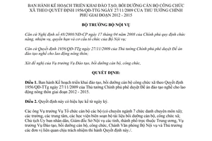 Quyết định 294/QĐ-BNV năm 2012 đào tạo bồi dưỡng cán bộ công chức xã