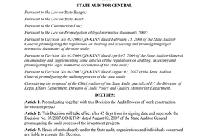 Decision No. 03/2012/QD-KTNN promulgating the audit process of work construction