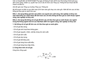 Thông tư 02/2012/TT-BKHĐT năm 2010 làm năm gốc thay cho năm gốc 1994