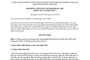 Nghị quyết 03/2012/NQ-HĐND Quy hoạch phát triển nông nghiệp thành phố Hà Nội