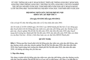 Nghị quyết 05/2012/NQ-HĐND thông qua Quy hoạch phát triển hệ thống giáo dục