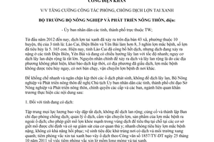 Công điện 06/CĐ-BNN-TY 2012 tăng cường công tác phòng chống dịch lợn tai xanh