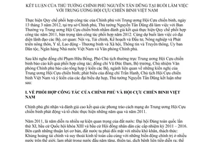 Thông báo 128/TB-VPCP kết luận Thủ tướng Chính phủ Nguyễn Tấn Dũng