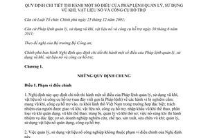 Nghị định 25/2012/NĐ-CP hướng dẫn Pháp lệnh quản lý, sử dụng vũ khí, vật liệu nổ