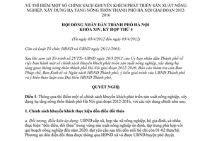 Nghị quyết 04/2012/NQ-HĐND thí điểm chính sách khuyến khích phát triển sản xuất