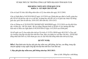 Nghị quyết 05/2012/NQ-HĐND học phí trường công lập Kon Tum