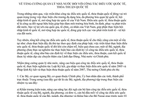 Chỉ thị 09/CT-TTg tăng cường quản lý nhà nước công tác điều ước quốc tế