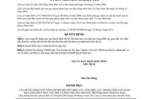 Quyết định 539/QĐ-UBND công bố còn hết hiệu lực Văn bản pháp luật