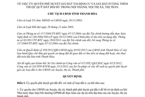 Quyết định 931/QĐ-UBND 2012 ủy quyền phê duyệt giá đất tái định cư giá đất ở Thanh Hóa