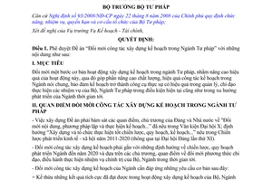 Quyết định 585/QĐ-BTP Đổi mới công tác xây dựng kế hoạch trong Ngành Tư pháp