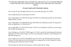 Quyết định 20/2012/QĐ-UBND phí bảo vệ môi trường khai thác khoáng sản
