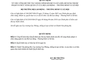 Quyết định 447/QĐ-LĐTBXH  công bố thủ tục hành chính sửa đổi