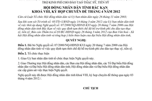 Nghị quyết 05/NQ-HĐND năm 2012 bãi bỏ Nghị quyết 07/2000/NQ-HĐND Bắc Kạn