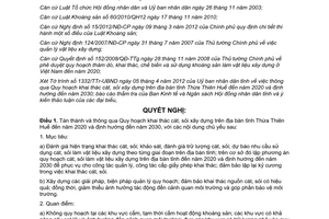 Nghị quyết 02/2012/NQ-HĐND quy hoạch khai thác cát sỏi xây dựng