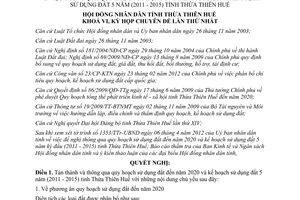 Nghị quyết 01/2012/NQ-HĐND quy hoạch sử dụng đất đến năm 2020