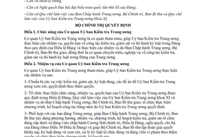 Quyết định 77-QĐ/TW năm 2012 chức năng nhiệm vụ quyền hạn tổ chức bộ máy