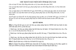 Quyết định 1153/QĐ-UBND năm 2012 rà soát văn bản pháp luật Quảng Nam 2005 2010